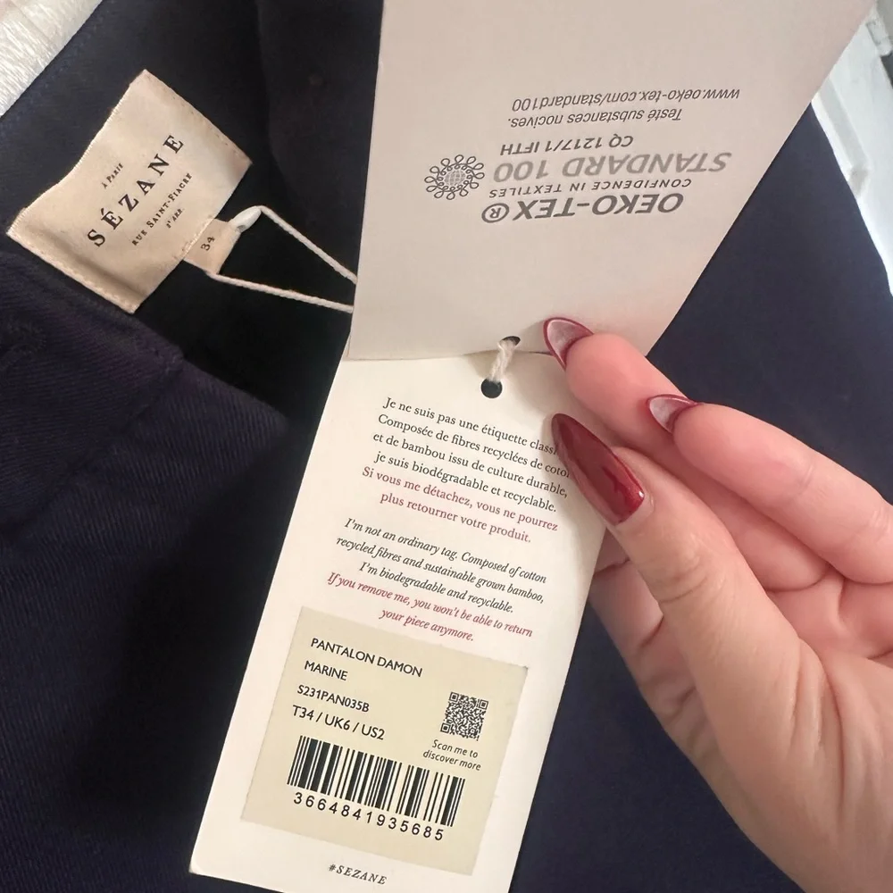 Sézane Damon Trousers in Navy - Picture 5 of 8